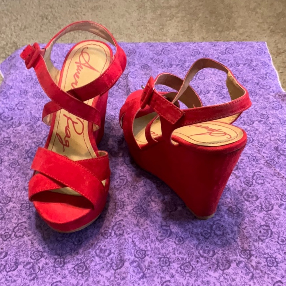American Rag Red Wedge Sandals